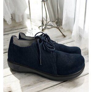 Alegria Pyper Capt Navy Corduroy & Suede Lace-Up  Comfort Shoes Size‎ 8